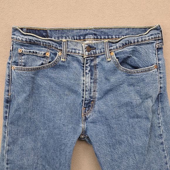 Levi's 505 Mens Jeans 36x30 Blue Denim Straight Fit Medium Wash Measures 36x29 - Picture 4 of 11